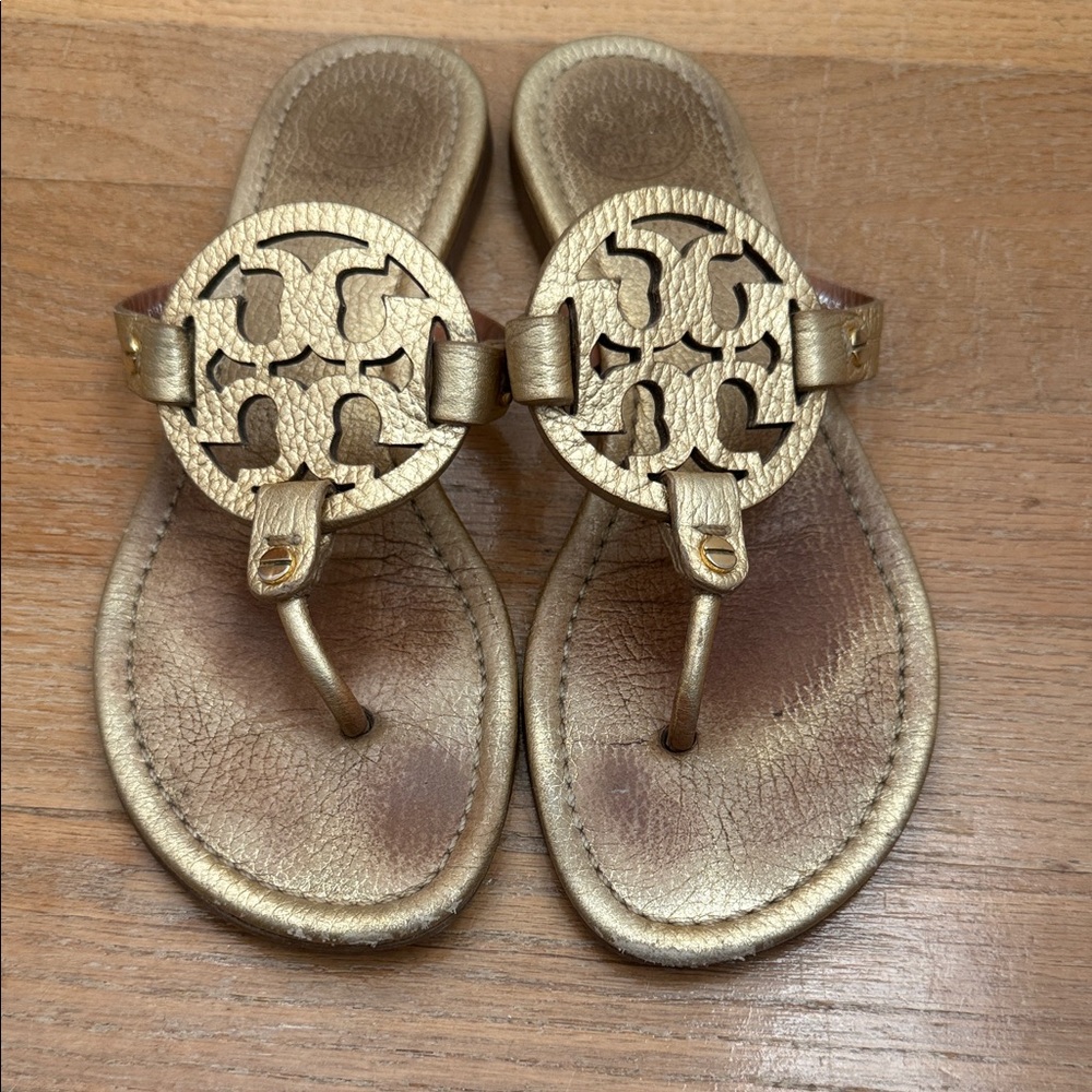 Tory Burch Gold Logo Sandals